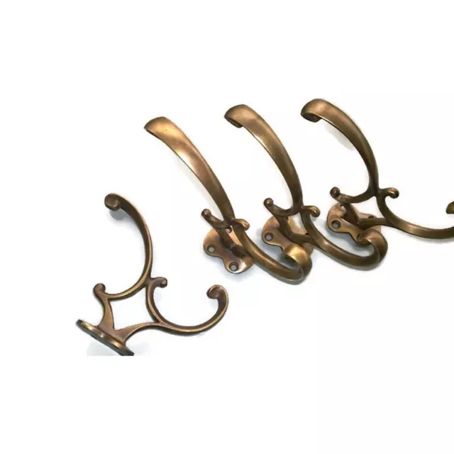 4 COAT hall stand HOOKS solid brass furniture antiques vintage old style curly B