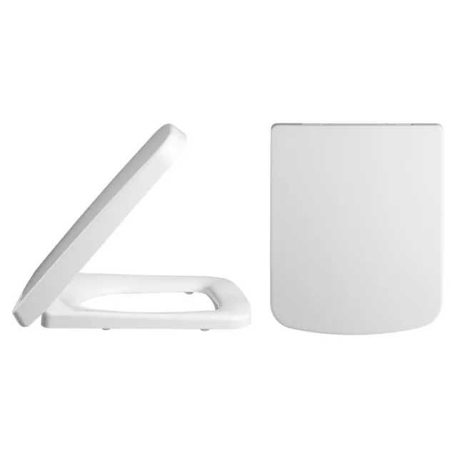 Nuie Square Thermoplastic Toilet Seat & Soft Close Hinges White Modern Bathroom