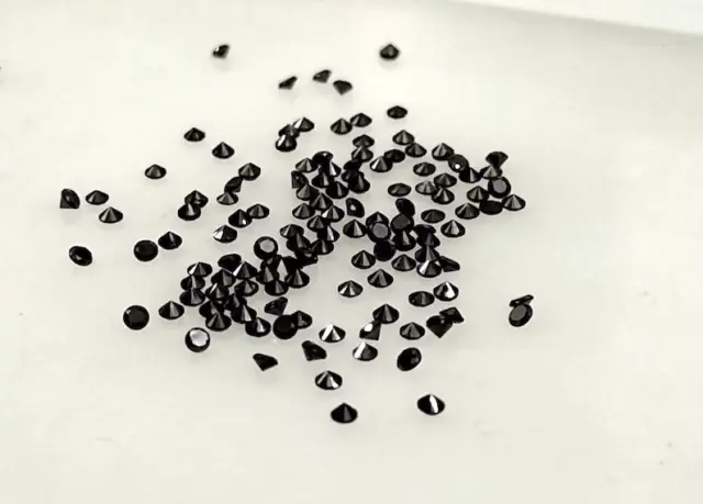 Mini Naturel Diamant Lot Rond Noir Plein 2.8mm 0.90ct 10 PC pour Bijoux