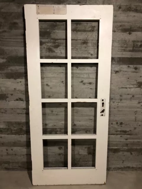 Antique 2-1/4" Thick 8 Lite Exterior Wood Entry Door NO Glass 36x81 Salvage