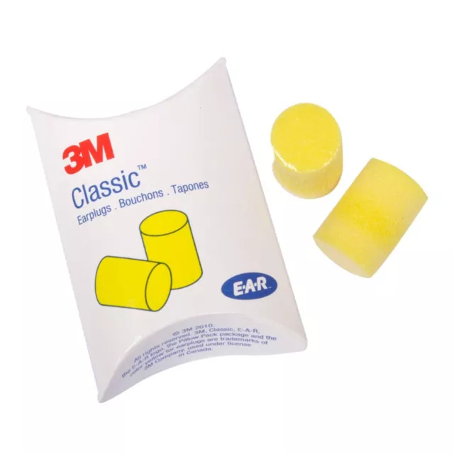 3M 310-1001 E-A-R Classic Uncorded Foam Yellow 29dB Ear Plugs (Pick Total Pairs) 2