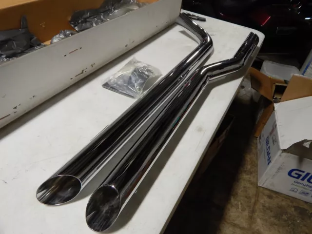 Hard Krome Double D Slip-On Muffler Set 86-99 Harley FLST P/N: 84-2010