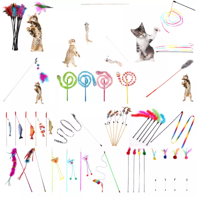 26 Style Cat Play Toy Feather Teaser Wand Interactive Stick Kitten Pet Wand Toy