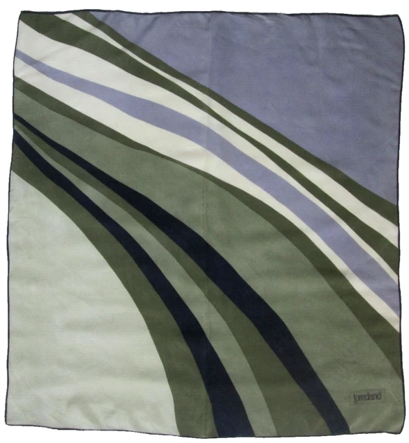 Foulard En Soie Loredano Vintage - Dimensions 76x80 Cm - Ton Bleu - Occasion