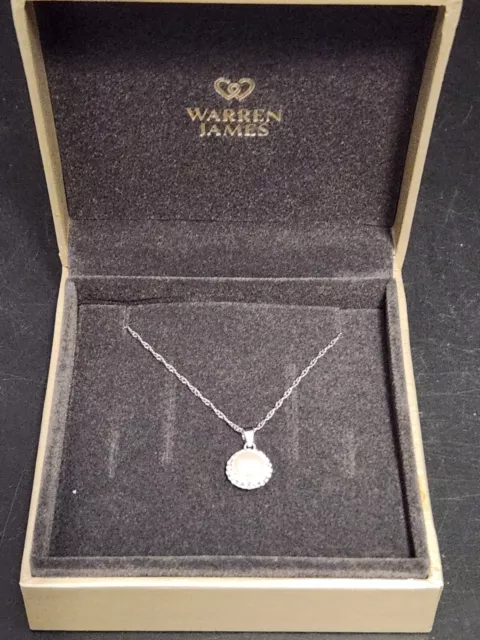 Warren James Silver Necklace With Round Pearl Pendant