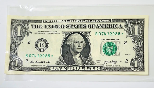 2013 (B) Series One Dollar Duplicate Serial Print Star Note New York $1 Crisp FW