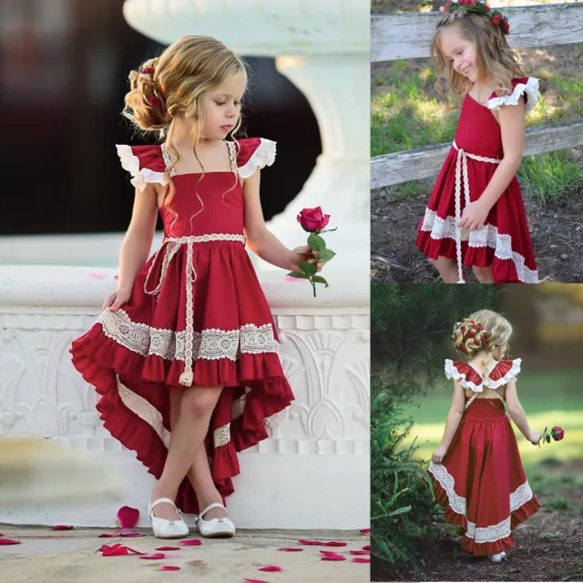 Toddler Kids Baby Girls Floral Ruffle Sleeveless Dress Outfits Summer Clothes