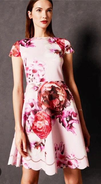 TED BAKER SEEANA Splendour Scalloped Skater Dress in Light Pink UK Size 8 NEW 39.99 PicClick UK