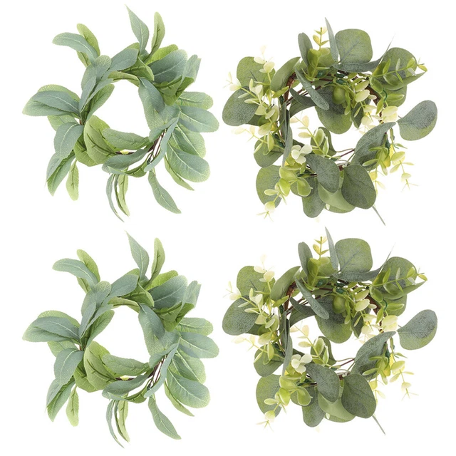 4 piezas anillo para velas anillo para velas anillos guirnalda hojas verdes vela
