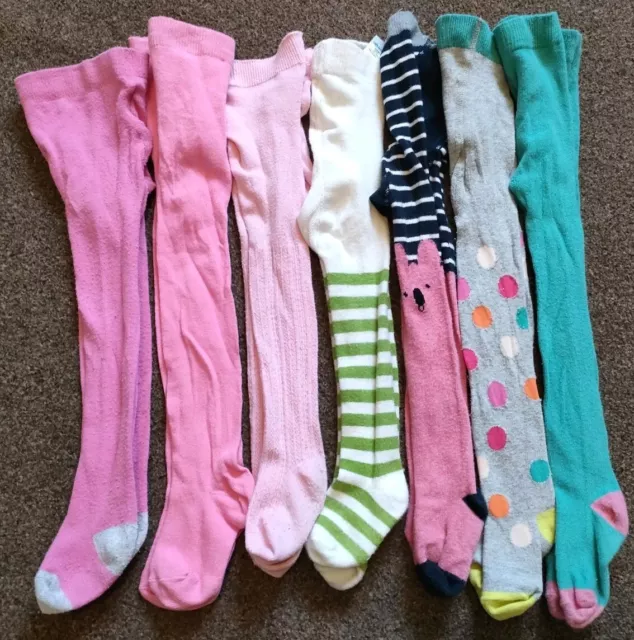 Baby Girls Bundle Of Tights. 6-9 M Months Mths. Job Lot Of 7 Pairs