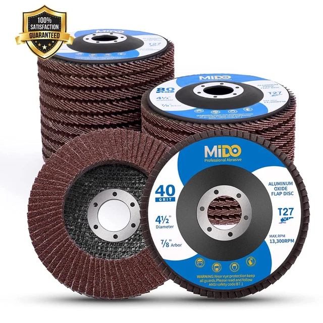 Flap Disc 4 1/2" 20 Pack for Angle Grinder Sanding Assorted Grit Flat Type #27