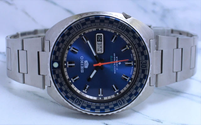 #Precious Seiko "Rally Diver" Blue-Dial 6119 D/D Automatic 21 Jewels Wrist Watch