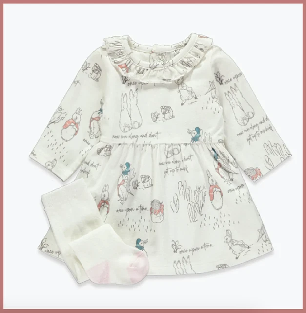 Abito e collant Peter Rabbit per bambine 6-9 mesi