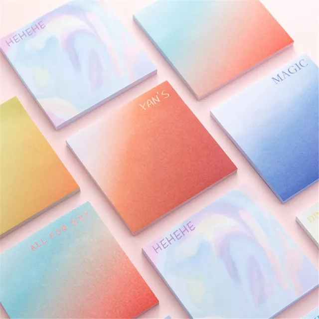 Notes Pad Stickers Stationery Decorative Gradient Color Memo Pad Sticky