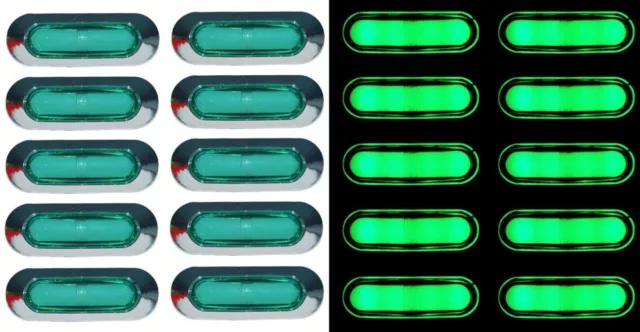 20X 24V Chrom LED Grün Neon Seitenmarkierungsleuchten Lkw Anhänger Lkw Fahrwerk
