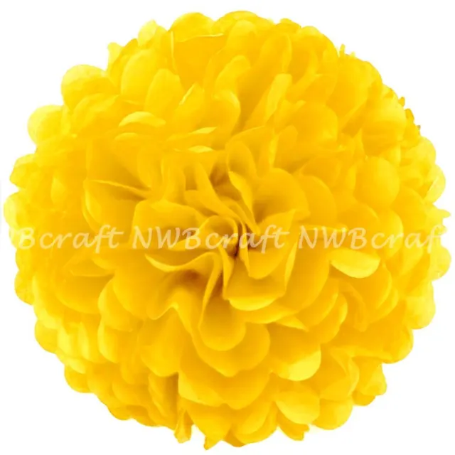 Yellow Gold Tissue Paper Pompoms Flower Balls Wedding Party Decoration