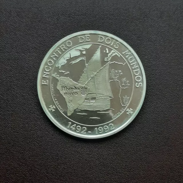 Moneda De 1000 Escudos De Portugal De 1991 Serie Encuentro De Dos Mundos.d Plata