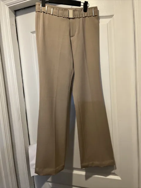 Tessori Beige Pant Seen In Sewn In Buckled Belt Zippered Size 4
