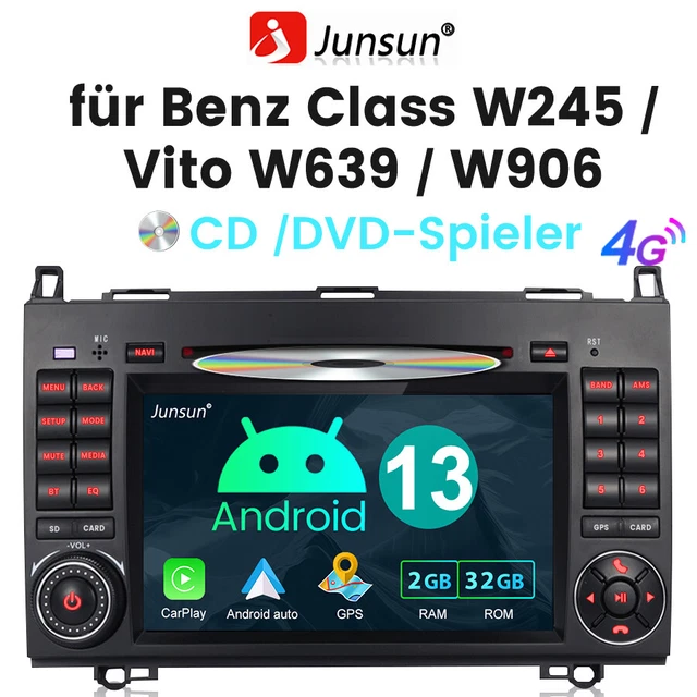 Auto-radio Android 13 Avec GPS Et DAB+ Pour Mercedes A/B Classe, Sprinter, Viano Et VW Crafter - Écran 7" Tactile, CarPlay Sans Fil, 4G Intégrée