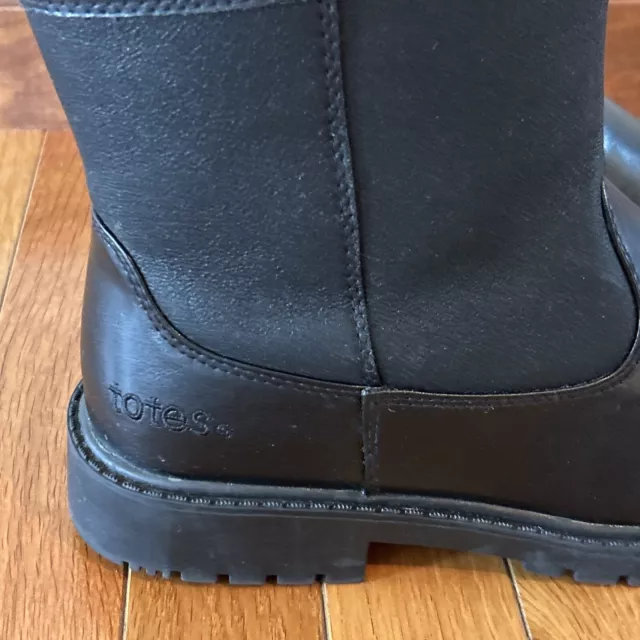 Totes Dylan Waterproof Thermolite Black Winter Boots Zip Up Faux Fur Lined Men 8 2