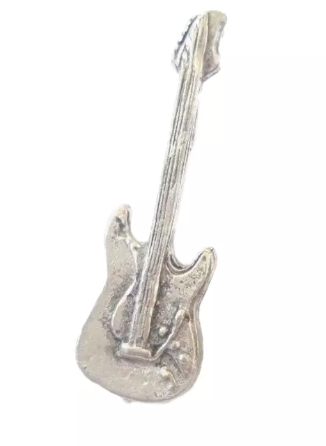 Electric Guitar - S Finely Handcrafted in Solid Pewter In UK Lapel Pin Badge
