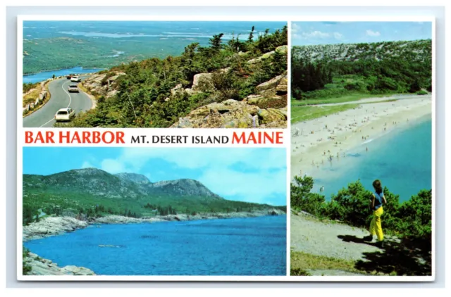 Postcard Bar Harbor, Mt Desert Island, Maine Otter Cliff Sand Beach A2