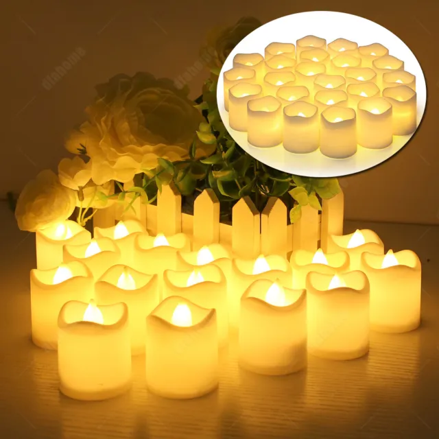 24/48PCS Flameless LED Tea Lights Votive Candles Lamp Decor Battery Operated Set