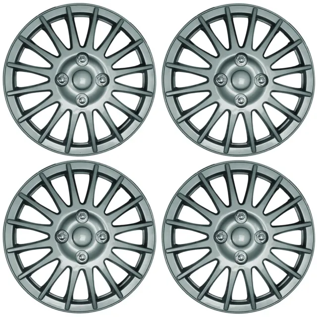 Lightening 15" Car Wheel Trims Hub Caps Plastic Covers Silver Universal (4Pcs)