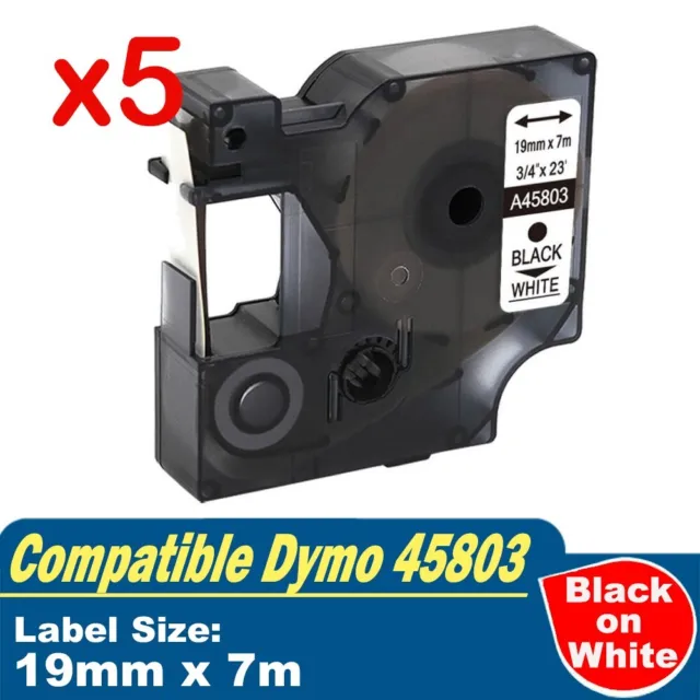Black on White Label Tape Compatible for DYMO D1 45803 S0720830 19mm by  P-Dymo : : Office Products