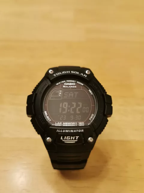 CASIO W S220 1 TOUGH Solar Power Stopwatch Memory Black Sports