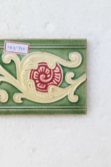 Japan antique art nouveau vintage majolica border tile c1900 Decorative NH4370 5