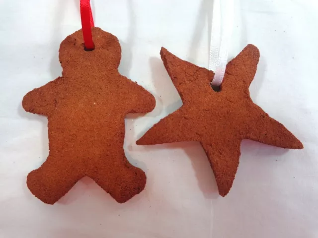 Lot de 2 ornements en pain d'épice étoile 3 pouces marron biscuit cannelle fait main 2