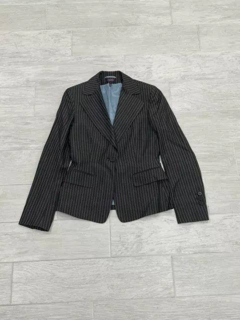 Escada Brown Pinstripe One Button Blazer Jacket Women’s Size 34
