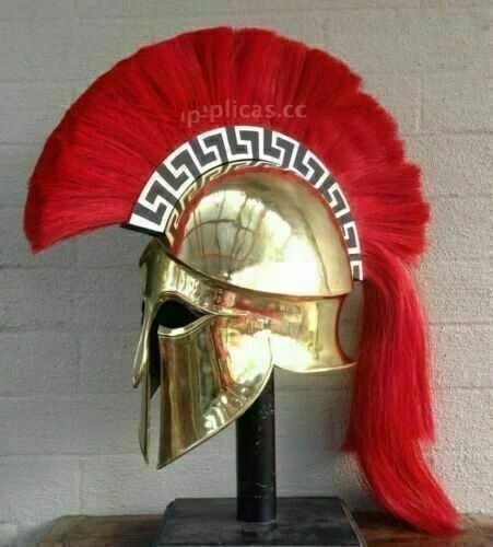 Casque Corinthien Grec Médiéval Avec Plume - Réplique Acier 18 - Support Inclus - Déco Ou Cosplay