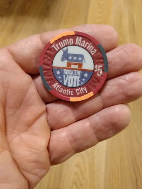 Trump Marina Casino Atlantic City $5 Chip Rock The Vote