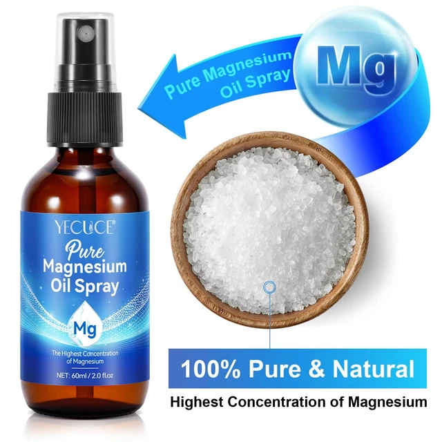PURE MAGNESIUM OIL Spray 60ml for Muscle Cramps, Pain Relief, Sleep