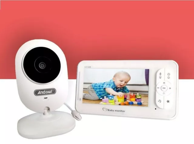 Baby Monitor Neonato Visione Notturna Video Audio Schermo 4.3 Wireless Sicurezza