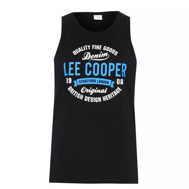 Lee Cooper Logo Vest Mens Gents Muscle Tank Top Crew Neck Ventilated Cotton
