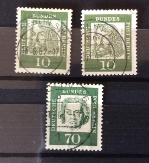 Briefmarken, Deut.Bundespost Berlin,1961,Mi.Nr.202,210,Bedeut.Deutsch,gestempelt