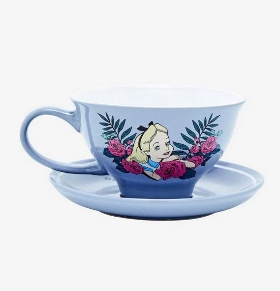 DISNEY MAD HATTER Mug Alice In Wonderland Tea Coffee Cup set Floral