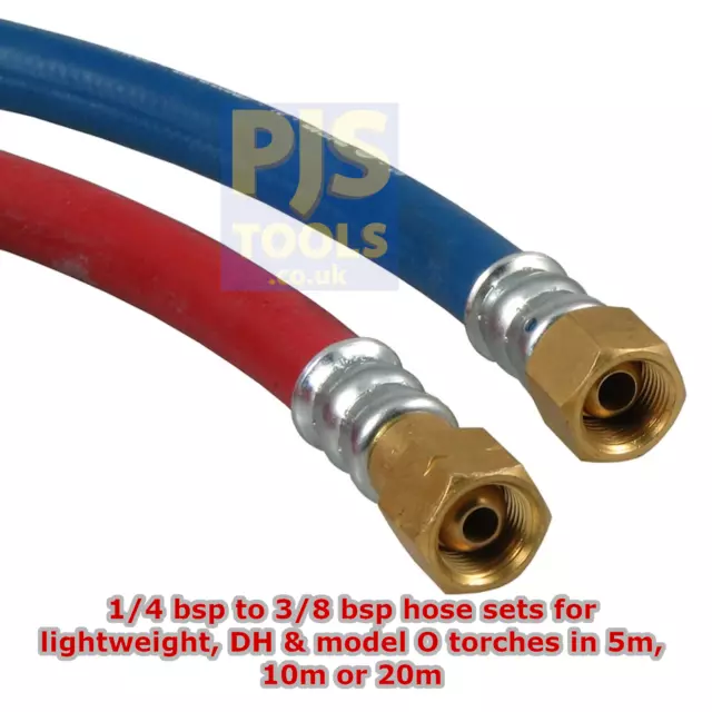 OXYGEN & ACETYLENE 1/4bsp fitting 6mm bore gas hose sets cutting