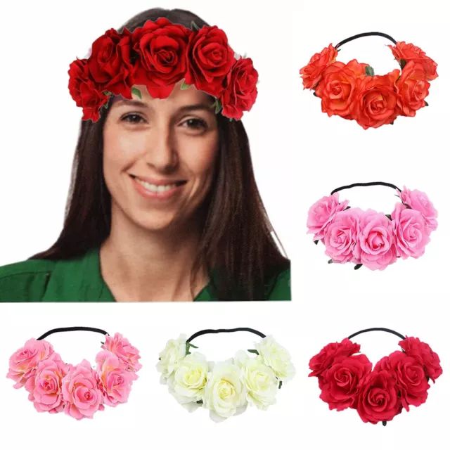 Floral Crown Rose Flower Headband Hairband Bride Wedding Hair Garland Floral