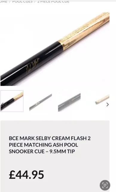 BCE Mark Selby CREAM FLASH 2 Piece Matching Ash Pool Snooker Cue – 9.5mm Tip