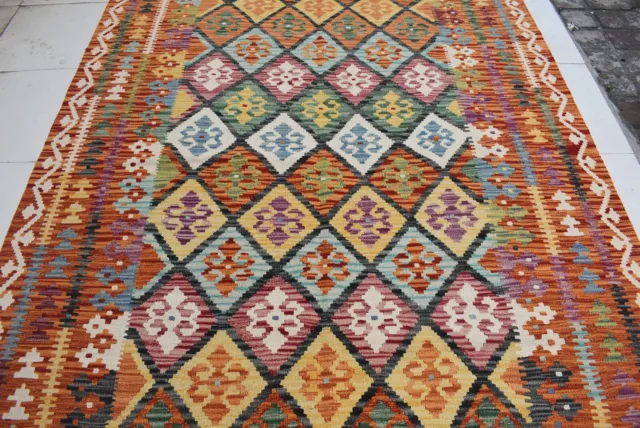 5'1 x 6'5 Handmade afghan tribal khotrang wool area kilim rug, 5x7 persian rug 2