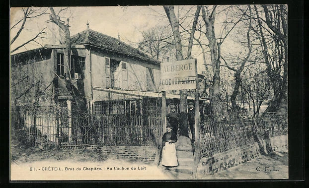 CPA Creteil, Bras du Chapitre - Au cochon de Lait 1911
