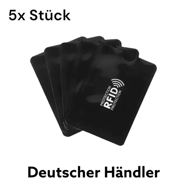 5x RFID Schutzhülle Blocker NFC Datenschutz EC Karte Kreditkarten Schwarz