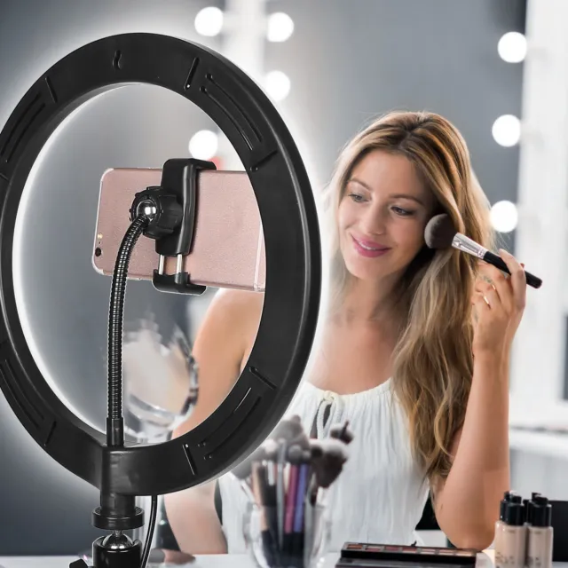 10" LED Ring Light Kit with Stand Dimmable 6000K for Makeup Phone Photography US