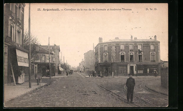 CPA Argenteuil, Crossroads of the Rue de St-Germain and Ambroise Thomas