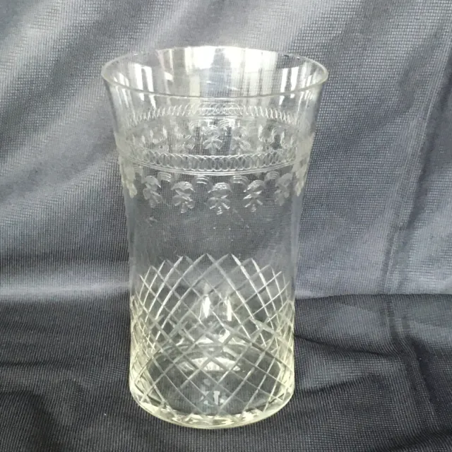 1x Edwardian Pall Mall Lady Hamilton Etched Glass Tumbler Water Glass 12 cm Tall