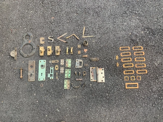 Lot of Brass Architectural Salvage - Including Brass for Old Oak File Cabinets